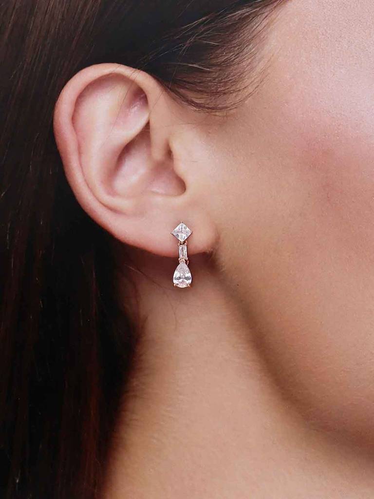 Sterling Silver Tear Drop Solitaire Drop Earring : ERDR189-RG-NA