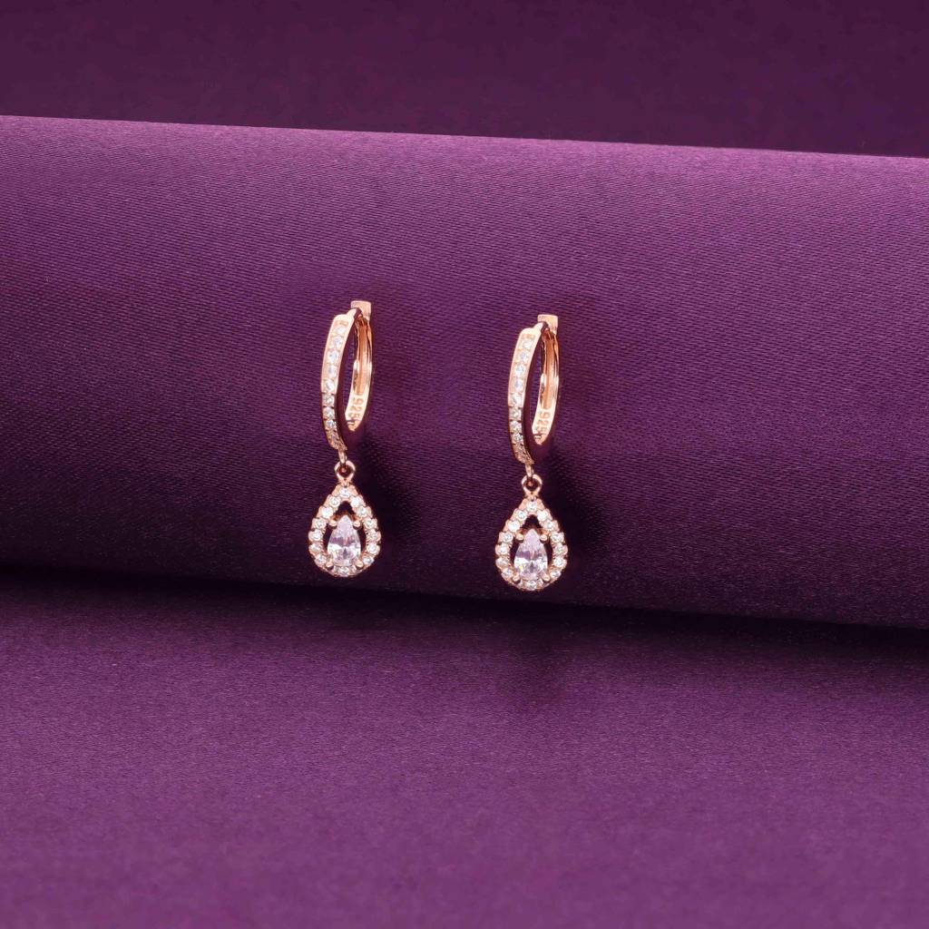 Amethyst Accent Sterling Silver Tear Drop Spiral Coil Design Earrings