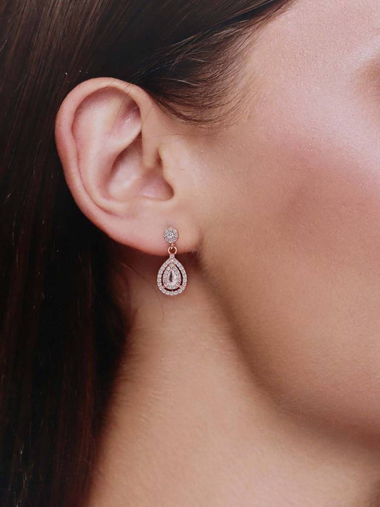 Sterling Silver Rose Gold Dazzling Delight Drop Earrings : ERDR2-RG-NA