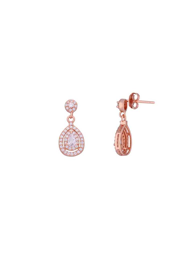 Sterling Silver Rose Gold Dazzling Delight Drop Earrings : ERDR2-RG-NA