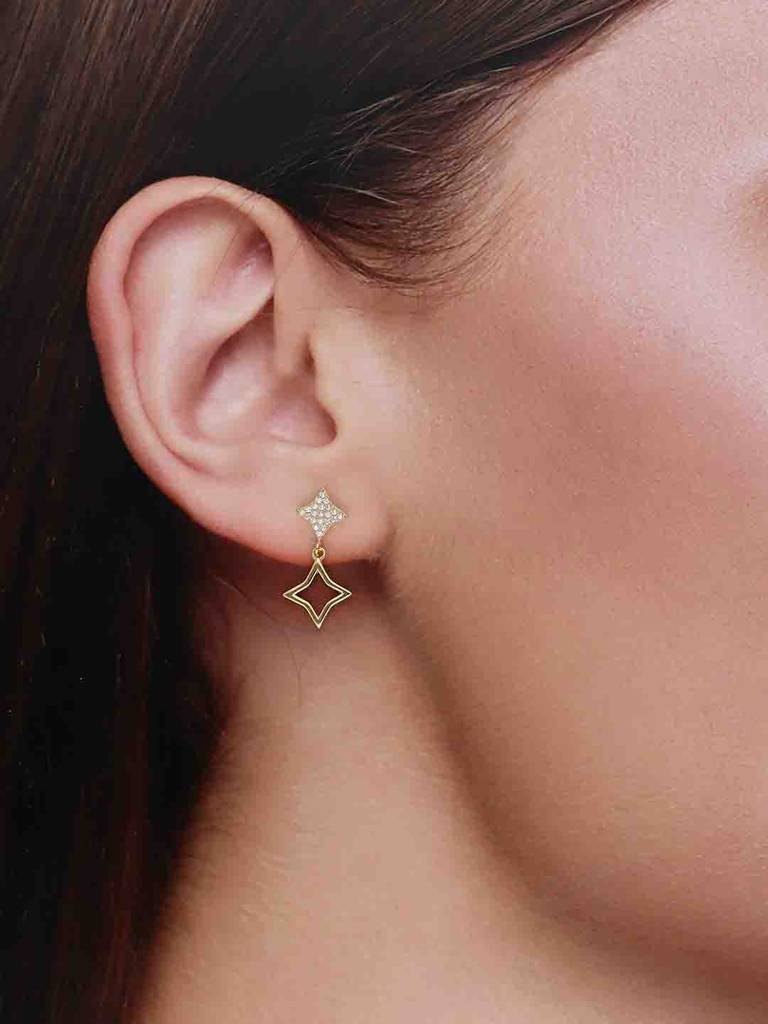 Sterling Silver Chic Star Drop Earrings : ERDR200-G-NA