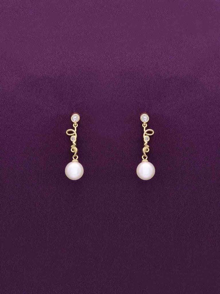 Sterling Silver Gold Love Pearl Drop Earrings : ERDR206-G-NA