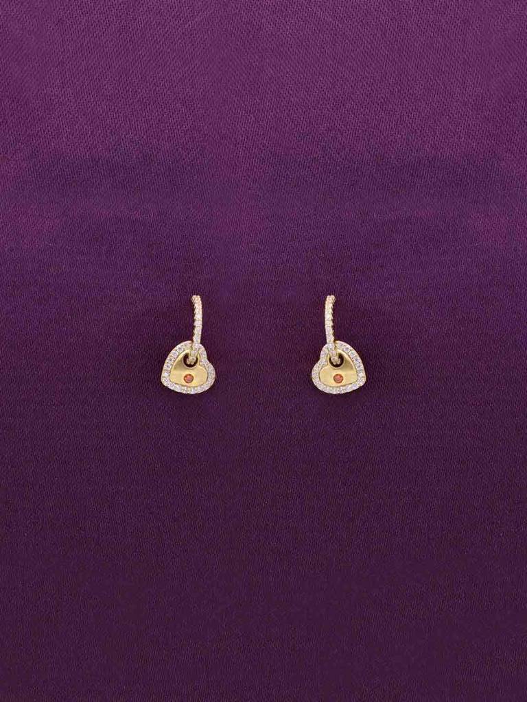Sterling Silver Gold Heart Drop Earrings : ERDR207-G-NA