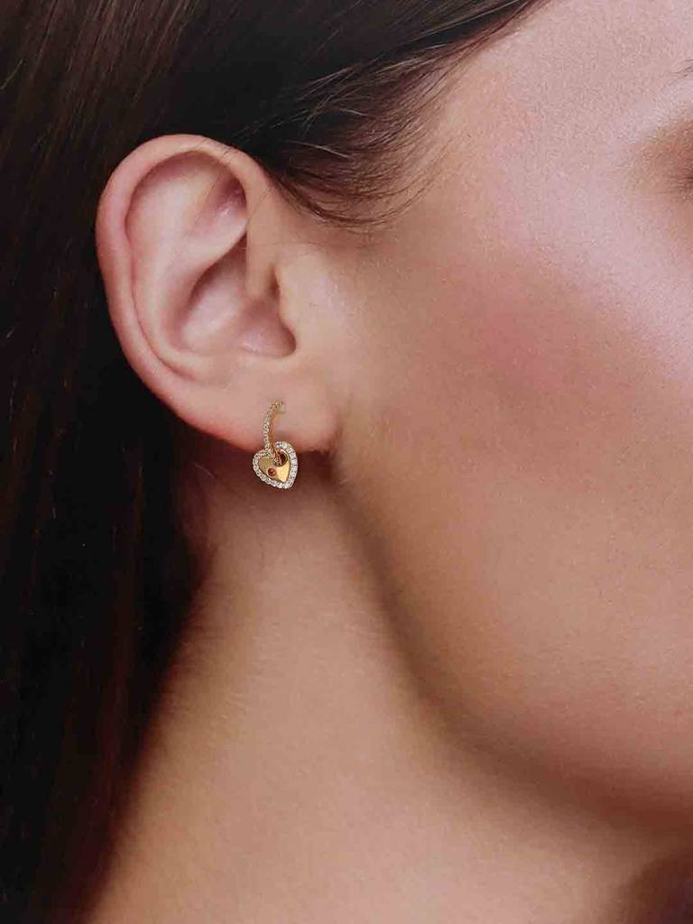 Sterling Silver Gold Heart Drop Earrings : ERDR207-G-NA