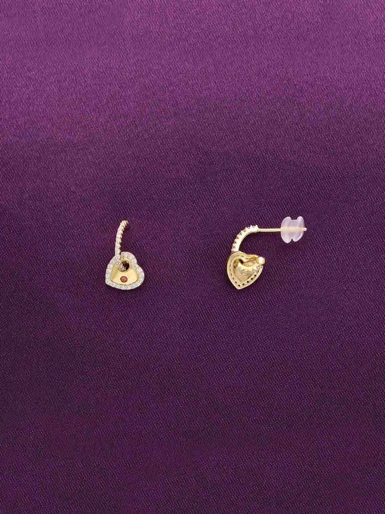 Sterling Silver Gold Heart Drop Earrings : ERDR207-G-NA