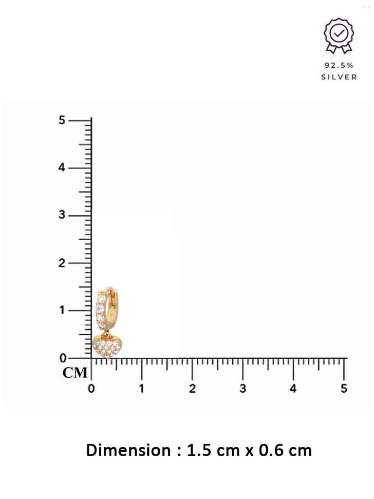 925 Silver Elegant Pave Heart Drop Earrings : ERDR209-G-NA