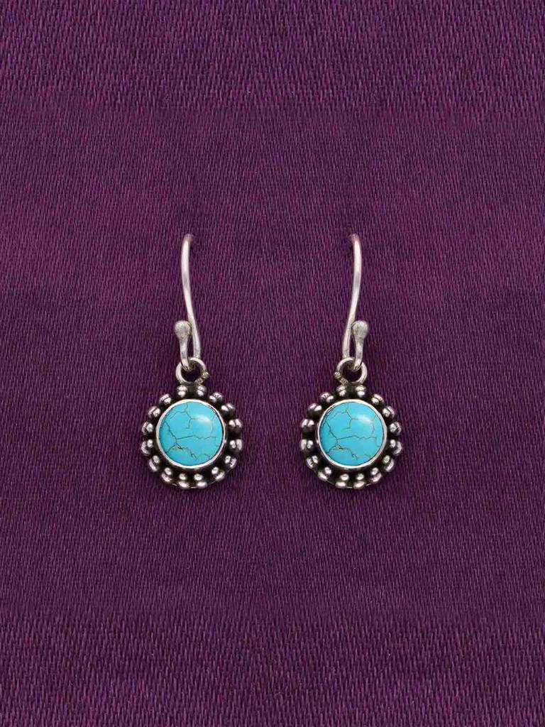 Sterling Silver Cyan Grunge Oxidized Drop Earrings : ERDR28-S-NA