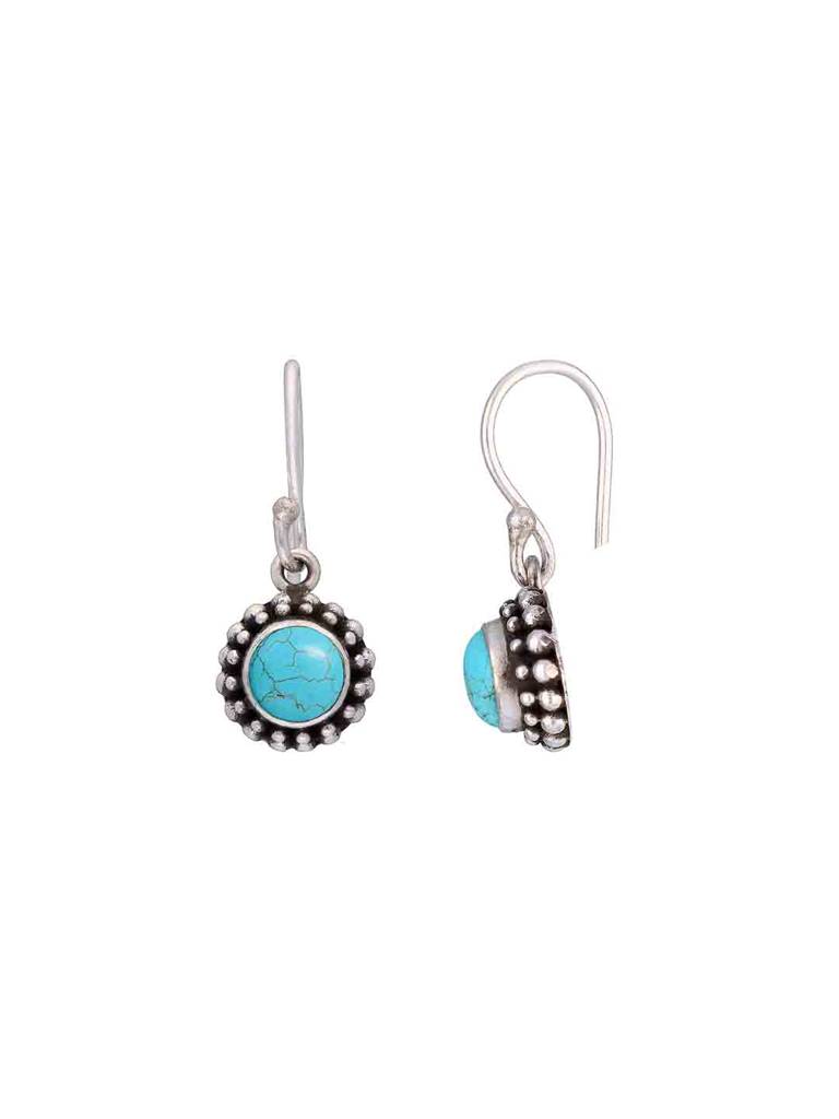 Sterling Silver Cyan Grunge Oxidized Drop Earrings : ERDR28-S-NA