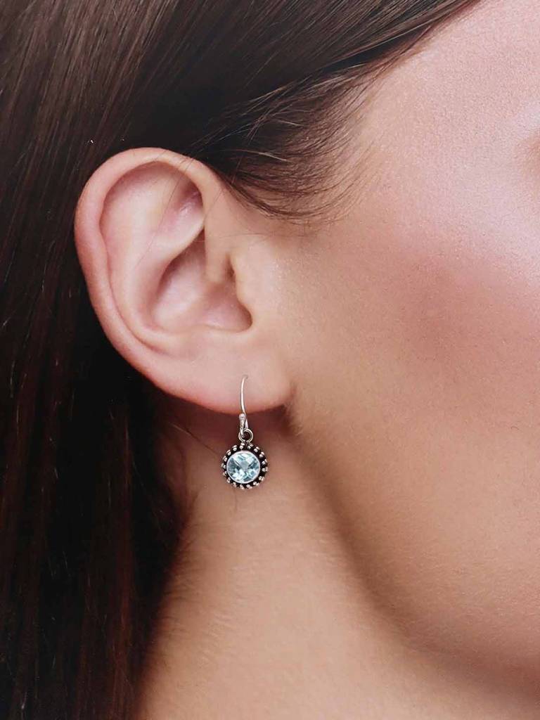 Sterling Silver Twinkle Textured Oxidized Drop Earrings : ERDR29-S-NA