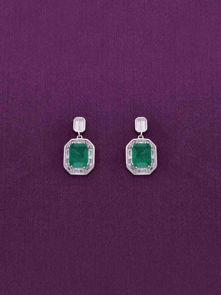 Sterling Silver Chic Green Zircon Drop Earrings : ERDR37-S-NA