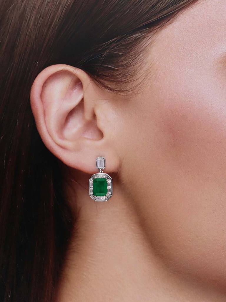 Sterling Silver Chic Green Zircon Drop Earrings : ERDR37-S-NA