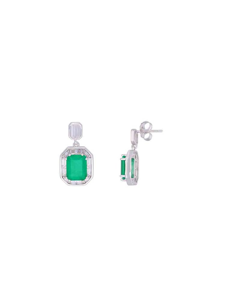 Sterling Silver Chic Green Zircon Drop Earrings : ERDR37-S-NA