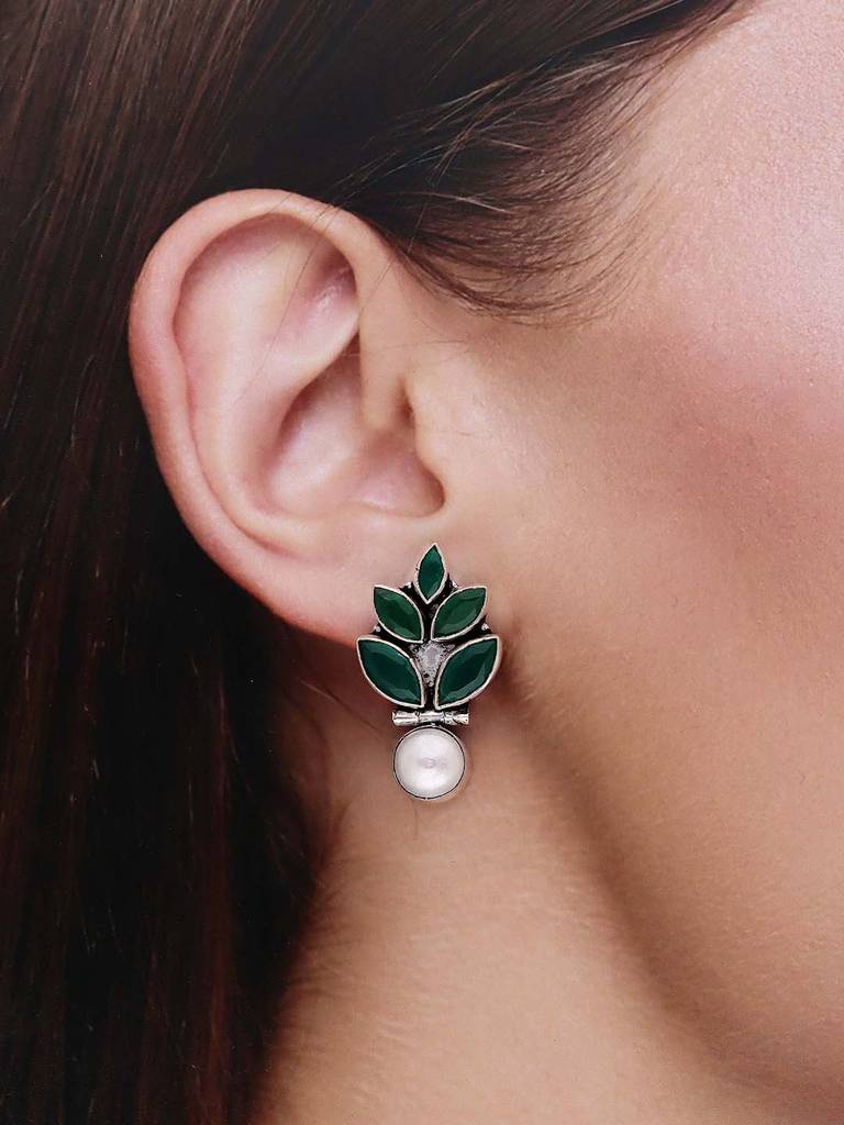 Sterling Silver Pearly Drops Earrings : ERDR55-S-NA