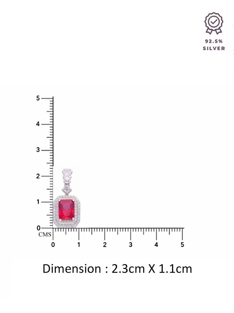 Sterling Silver Zircon Studded Baguette Drop Earrings : ERDR60-S-NA