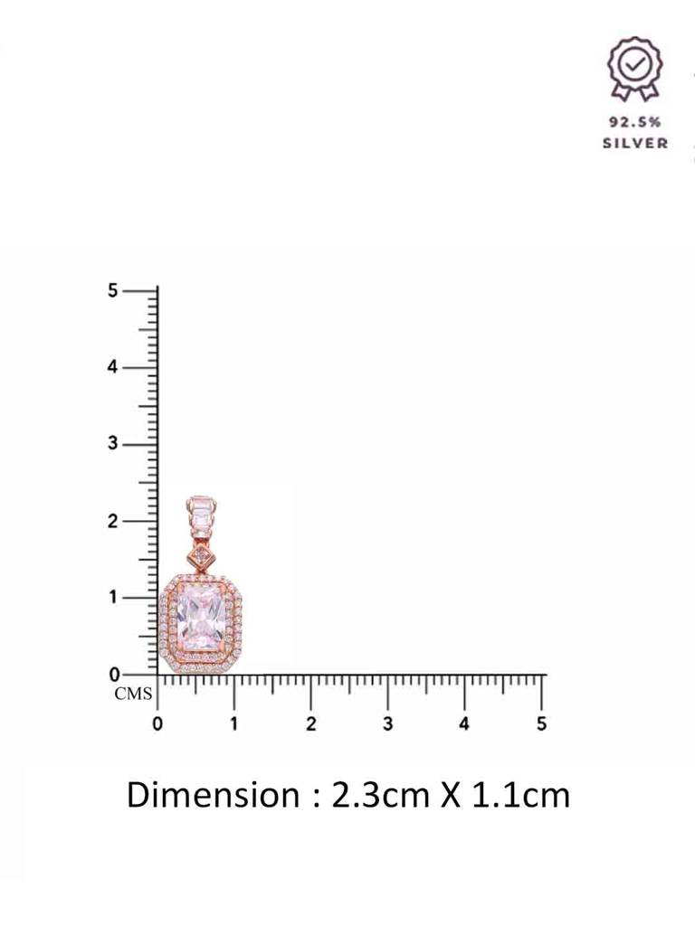 Sterling Silver Rose Gold Shimmering Zircon Studded Baguette Drop Earrings : ERDR62-RG-NA