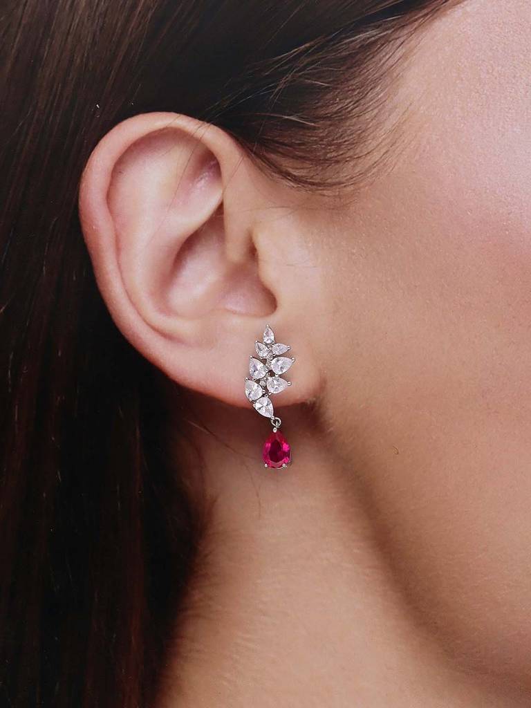 Sterling Silver Drops Of Crystal Drop Earrings : ERDR68-S-NA