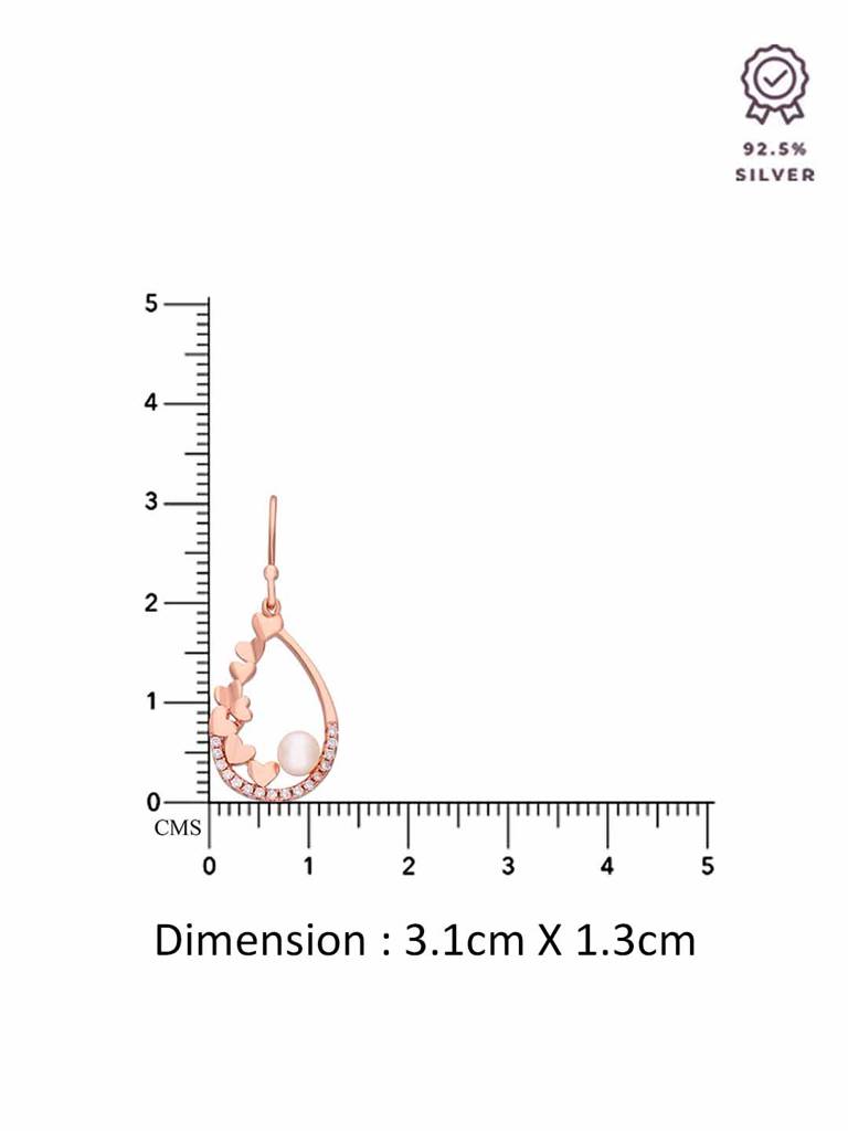 Sterling Silver Rose Gold Stylish Pearl Embedded Drop Earrings : ERDR86-RG-NA