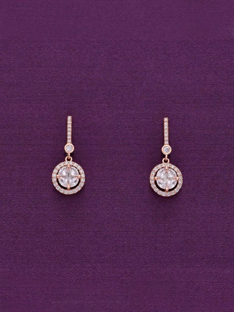 Sterling Silver Rose Gold Crystal Cut Drop Earrings : ERDR9-RG-NA