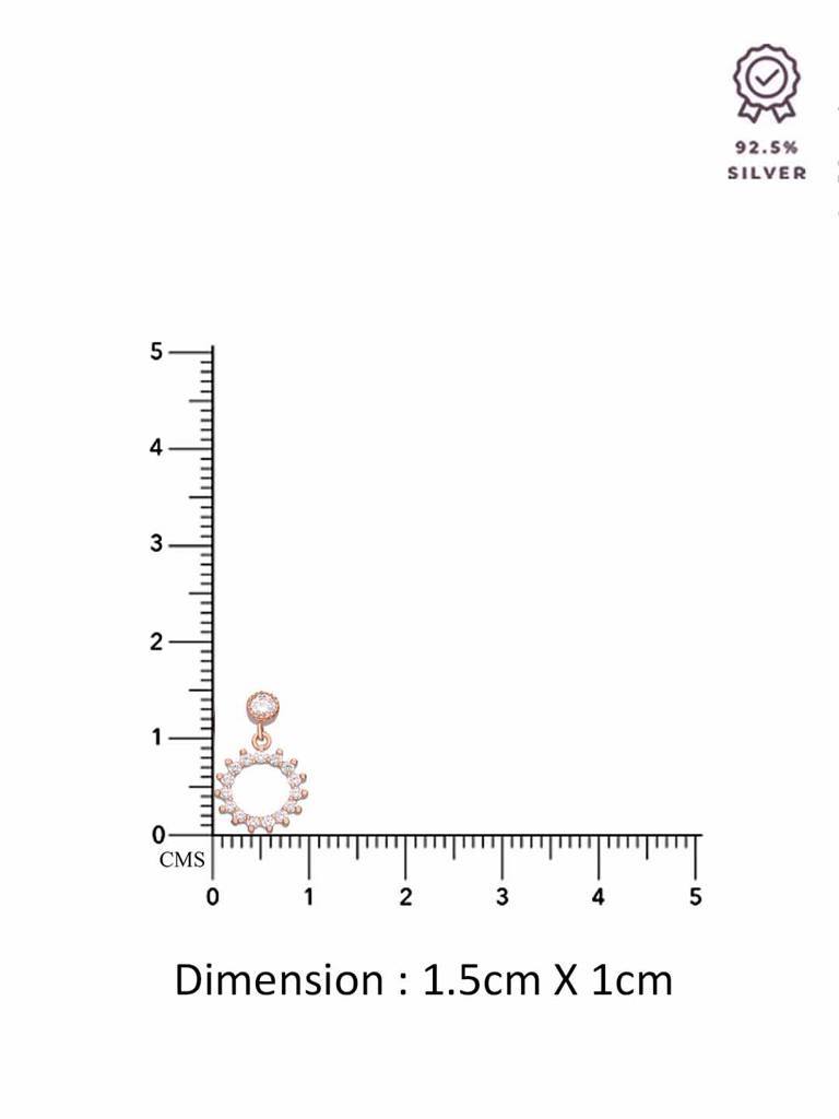 Sterling Silver Rose Gold Radiant Zircon Studded Round Drop Earrings : ERDR91-RG-NA