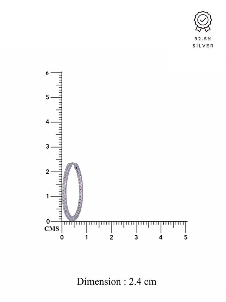 Classic Diamond Studded Silver Hoop Earrings : ERHP107-S-NA