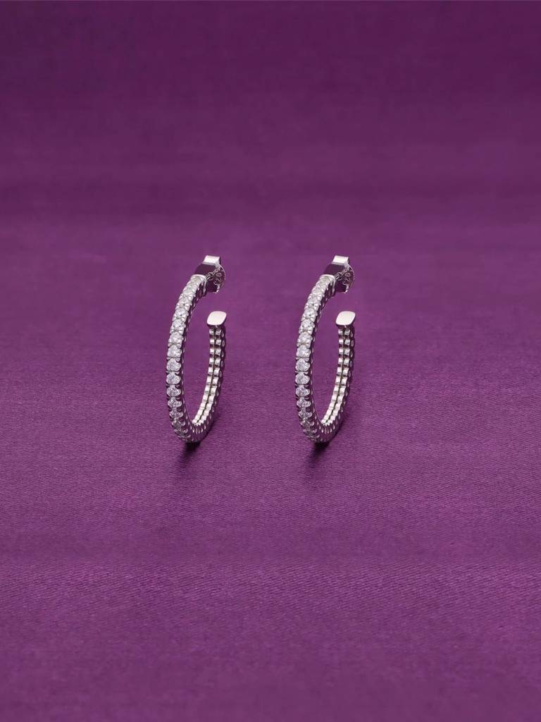 Sturdy Sparkle Hoop Earrings : ERHP114-S-NA