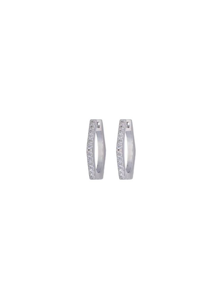 Bejewelled Hex Silver Hoop Earrings : ERHP116-S-NA