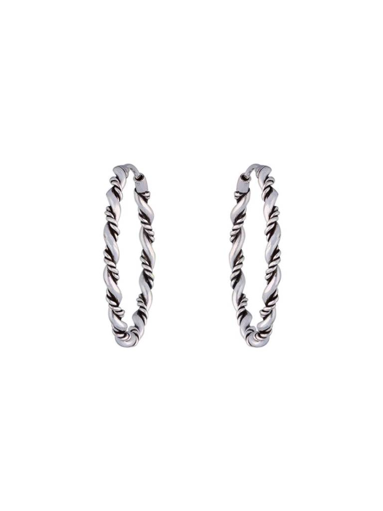 Trendy Twists Oxidized Silver Hoop Earrings : ERHP123-S-NA