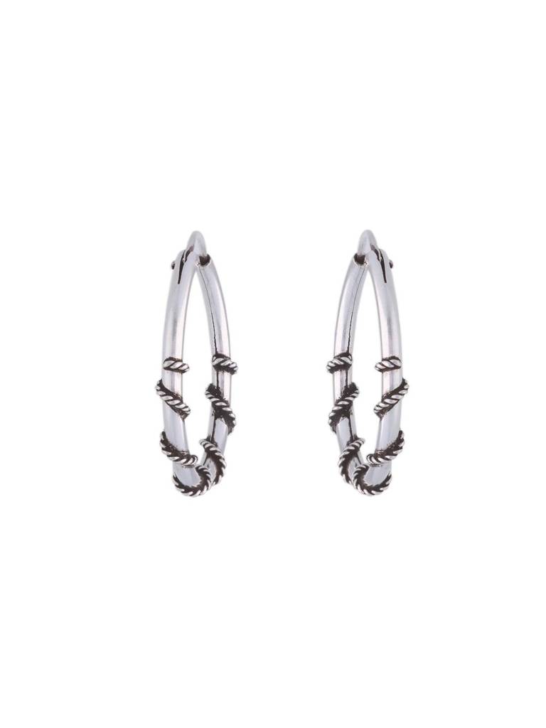 Sterling Twisted Oxidized Wires Silver Hoop Earrings : ERHP124-S-NA