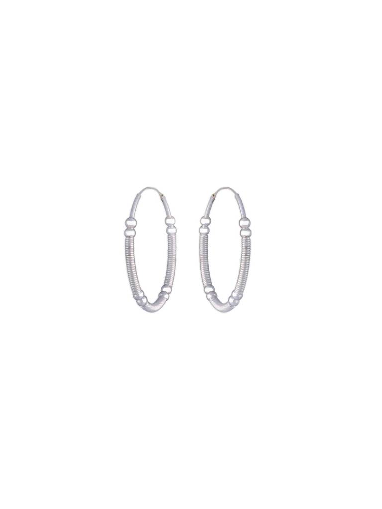 Elegant Beaded Sterling Silver Hoop Earrings : ERHP129-S-NA