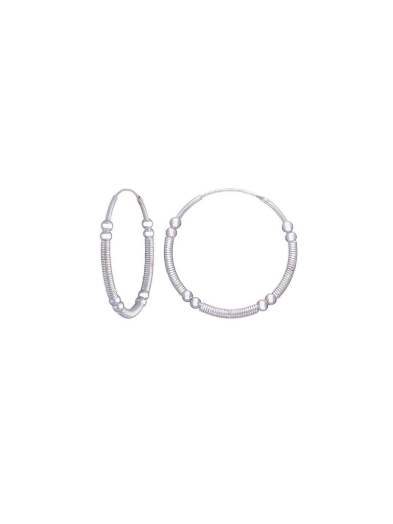 Elegant Beaded Sterling Silver Hoop Earrings : ERHP129-S-NA