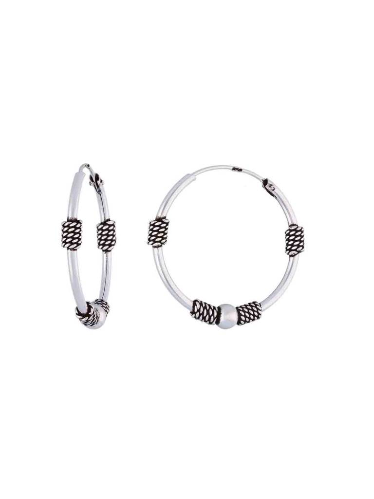 Sterling Twisted Oxidized Silver Hoop Earrings : ERHP144-S-NA