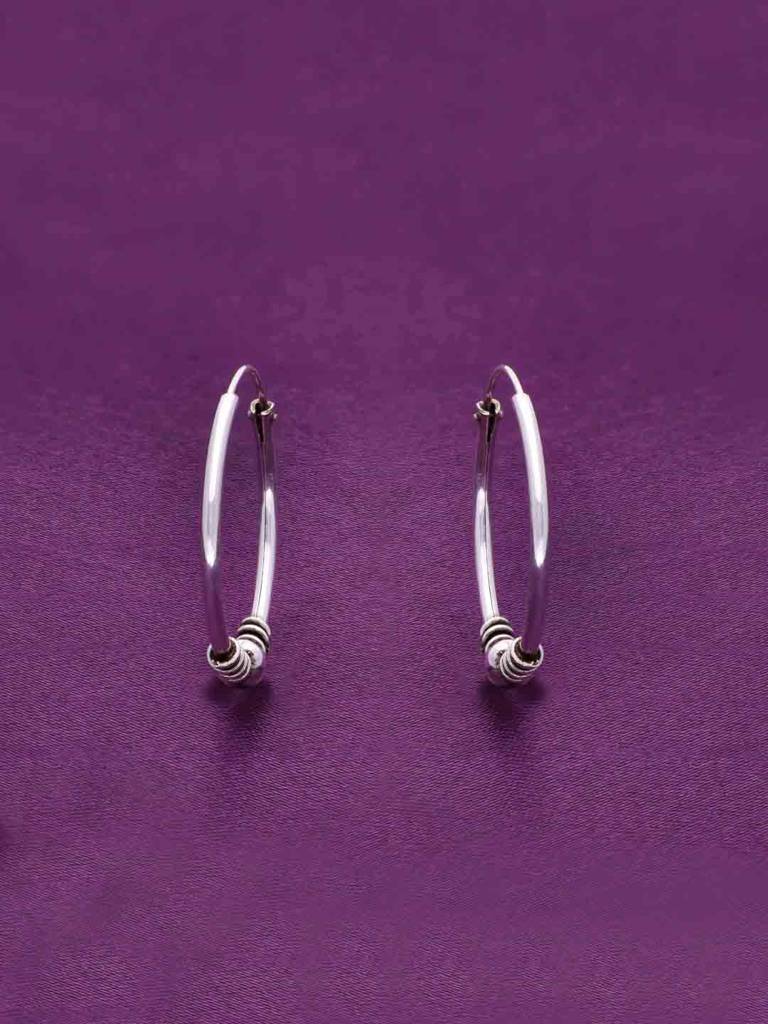 Sterling Twisted Wires Silver Hoop Earrings : ERHP145-S-NA