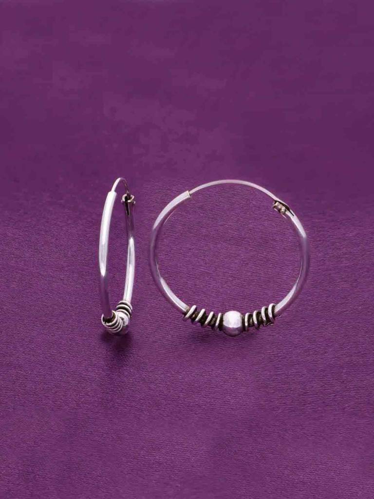 Sterling Twisted Wires Silver Hoop Earrings : ERHP145-S-NA
