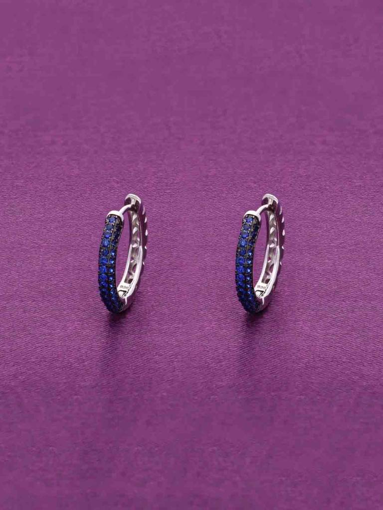 Sterling Silver Blue Zircon Hoop Earrings : ERHP149-S-NA