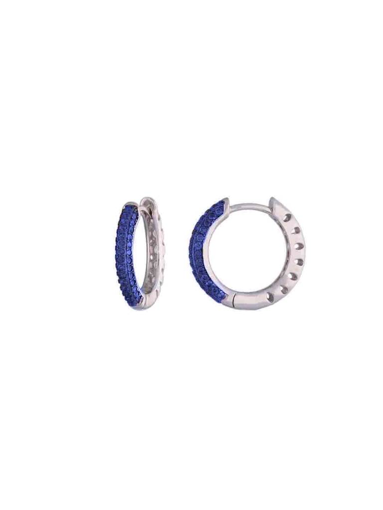 Sterling Silver Blue Zircon Hoop Earrings : ERHP149-S-NA
