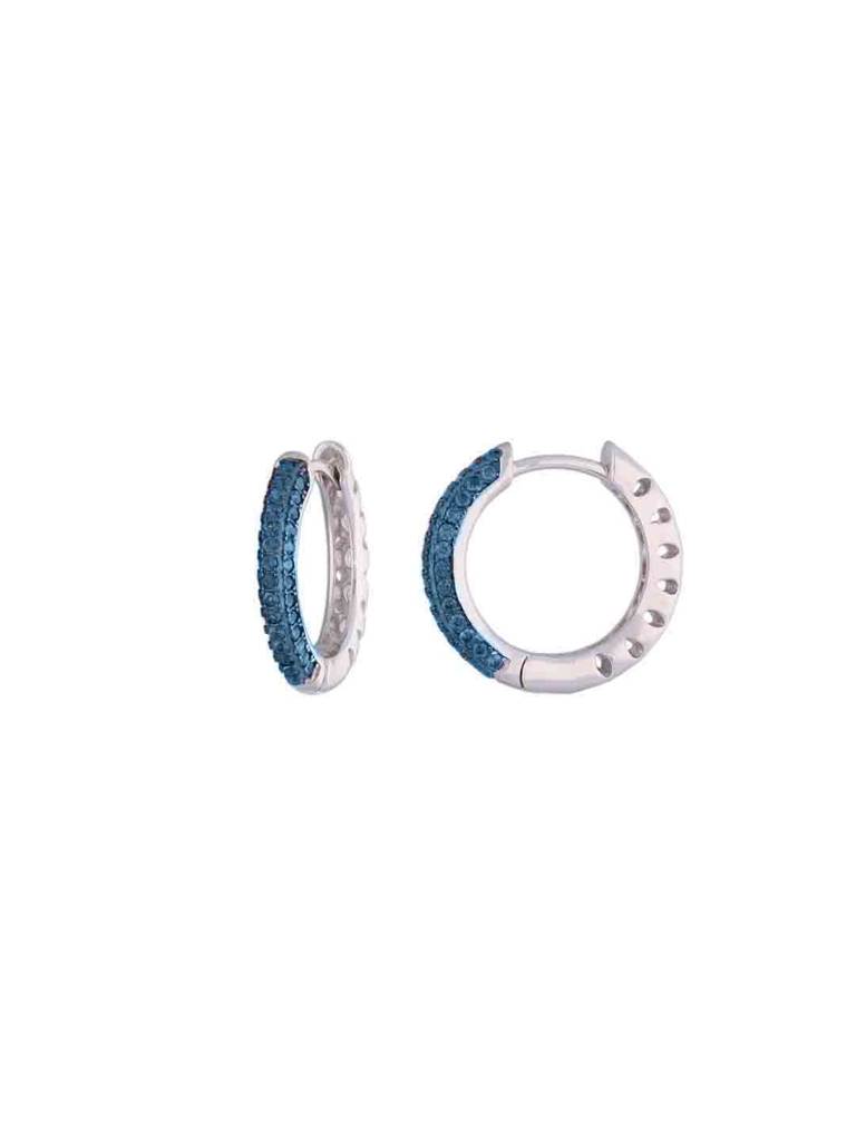 Sterling Silver Blue Stone Hoop Earrings : ERHP150-S-NA