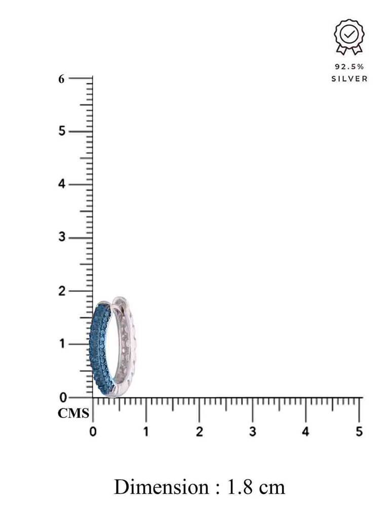 Sterling Silver Blue Stone Hoop Earrings : ERHP150-S-NA