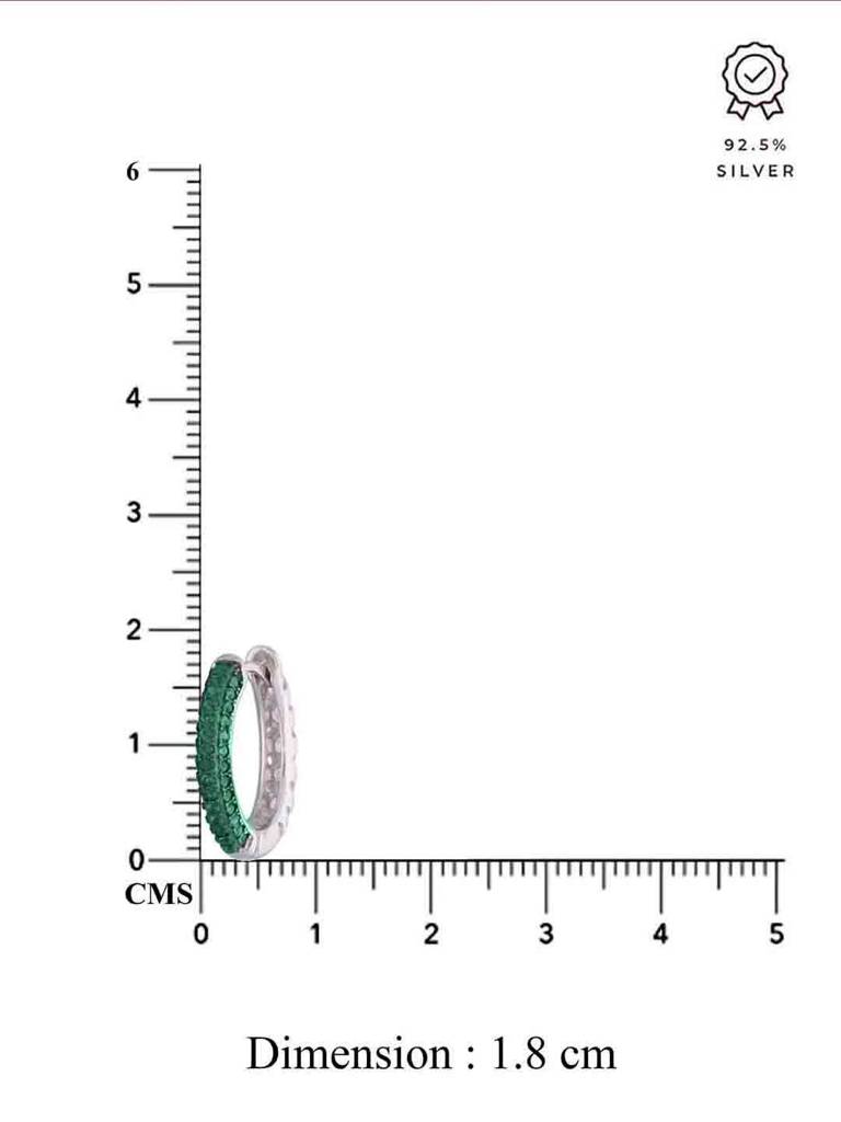 Sterling Silver Green Stone Hoop Earrings : ERHP151-S-NA