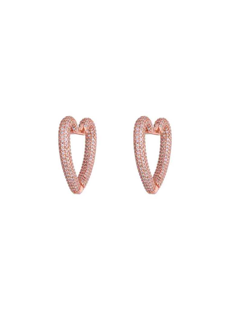 Sterling Silver Rose Gold Conjoined Hearts Hoop Earrings : ERHP154-RG-NA