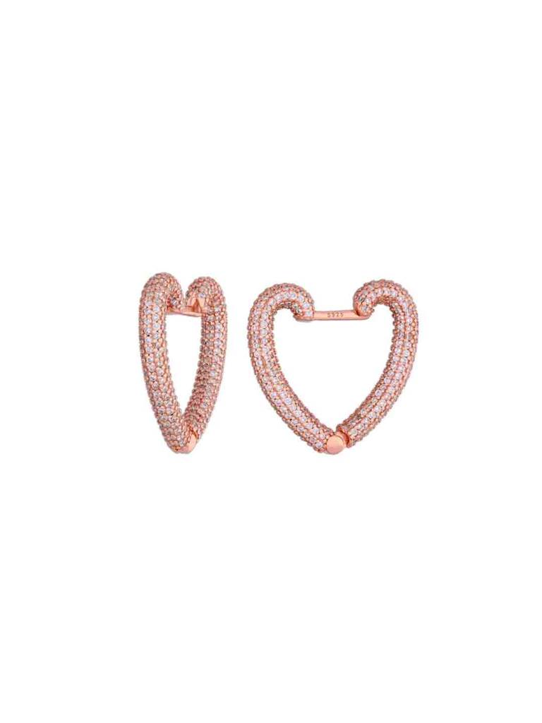 Sterling Silver Rose Gold Conjoined Hearts Hoop Earrings : ERHP154-RG-NA