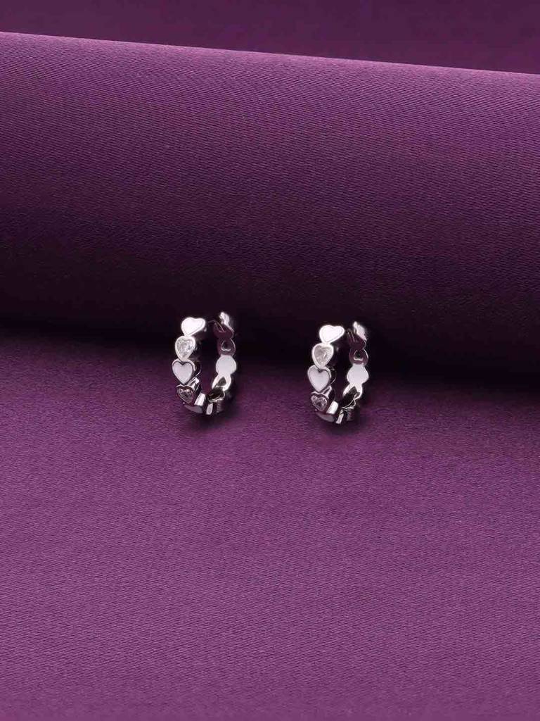 Sterling Silver Heart Hoops : ERHP196-S-NA