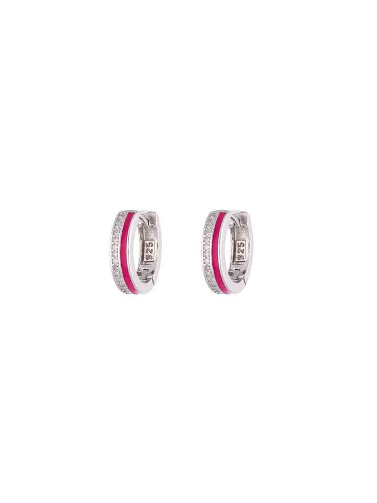 Sterling Silver Zircon Enamel Hoops : ERHP200-S-NA