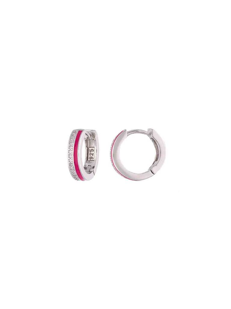 Sterling Silver Zircon Enamel Hoops : ERHP200-S-NA