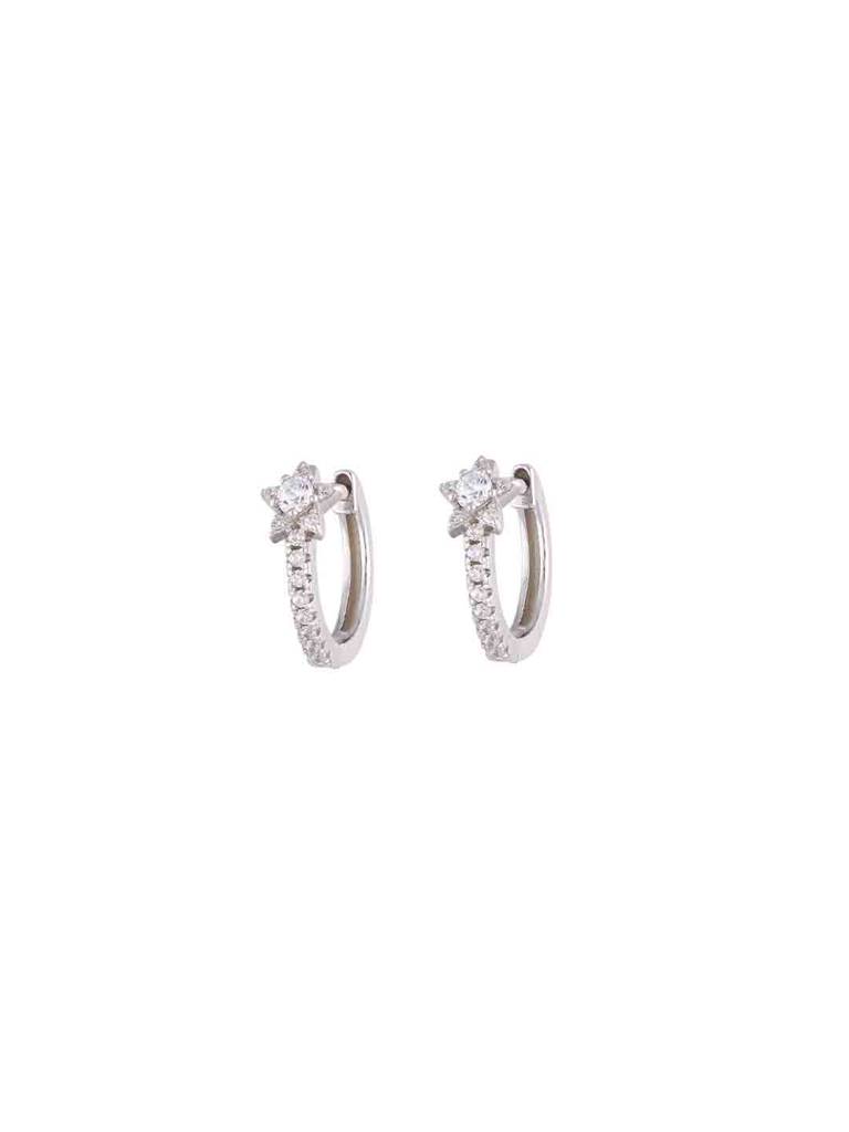 Sterling Silver Zircon Star Hoops : ERHP202-S-NA