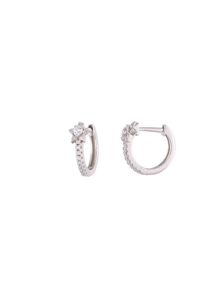 Sterling Silver Zircon Star Hoops : ERHP202-S-NA