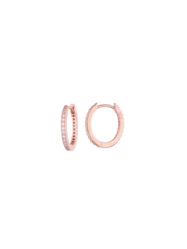 Simple Ovals Silver Hoop Earrings : ERHP208-RG-NA