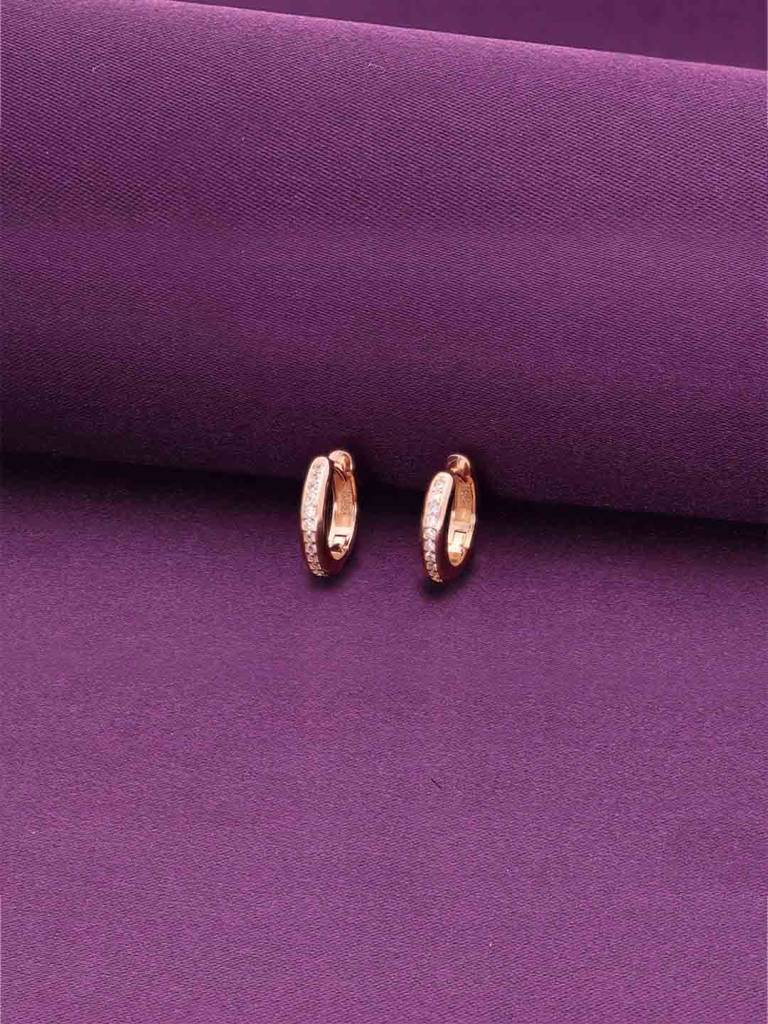 Sterling Zircon Hoop Silver Earrings : ERHP212-RG-NA