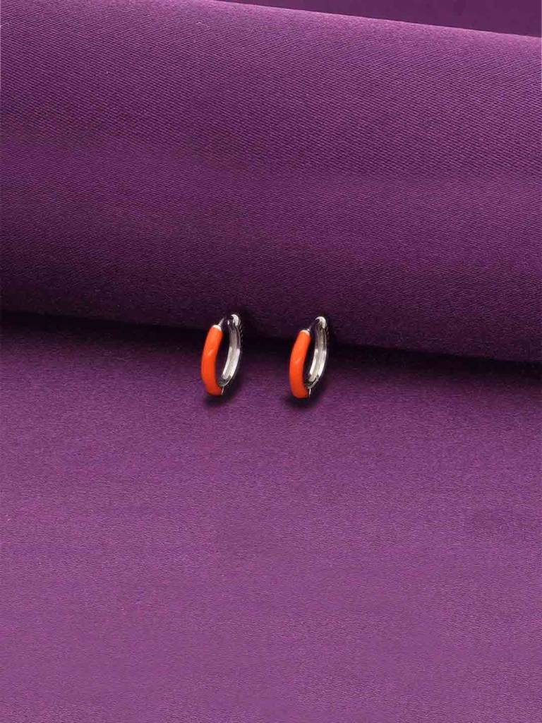 Sterling Simple Orange Silver Hoop Earrings : ERHP213-S-NA