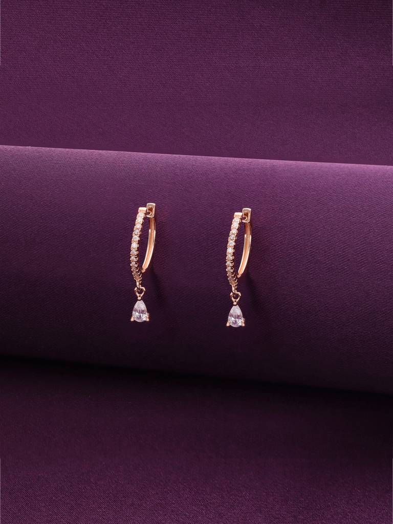 Solitary Shimmer Silver Hoop Earrings : ERHP214-RG-NA
