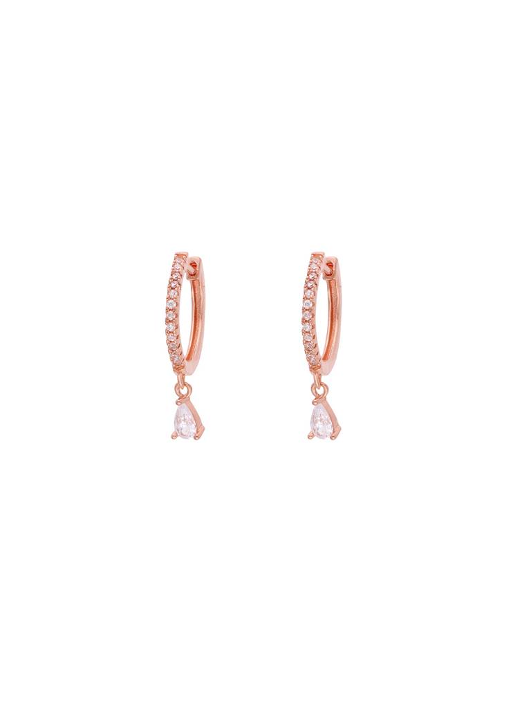 Solitary Shimmer Silver Hoop Earrings : ERHP214-RG-NA